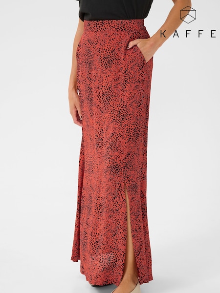 Kaffe Red KAliana Side Split Maxi Skirt (H45446) | £75