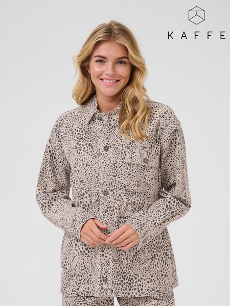 Kaffe Natural KAlisa Long Sleeve Animal Print Jacket (H45447) | £90