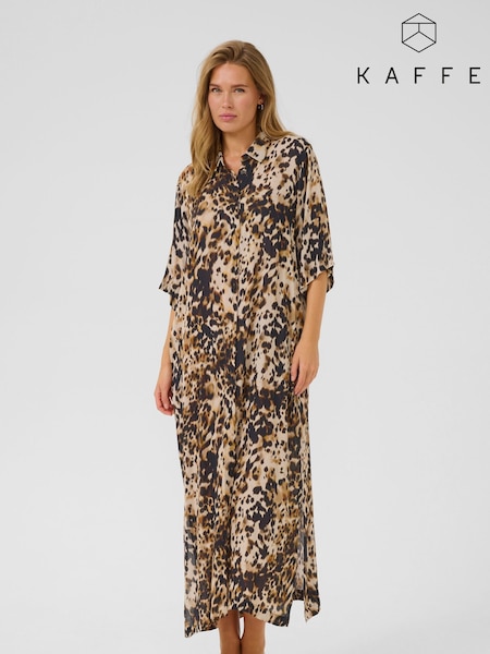 Kaffe Natural KAthora Amber Shirt Maxi Dress (H45456) | £70