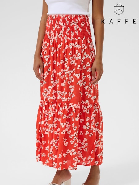 Kaffe Red KAmaxi Smock Maxi Skirt (H45457) | £60