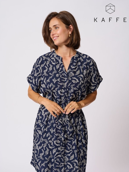 Kaffe Blue KAbarton Short Sleeve Shirt Dress (H45458) | £70