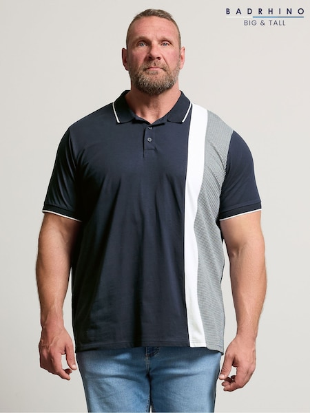 BadRhino Big & Tall Blue Cut & Sew Button-Up 100% Cotton Polo Shirt (H45493) | £29