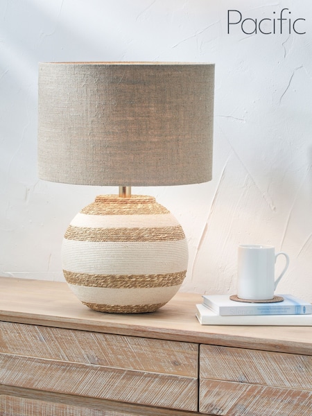 Pacific Lifestyle Natural Talalla Sea Grass Round Table Lamp (H45506) | £175