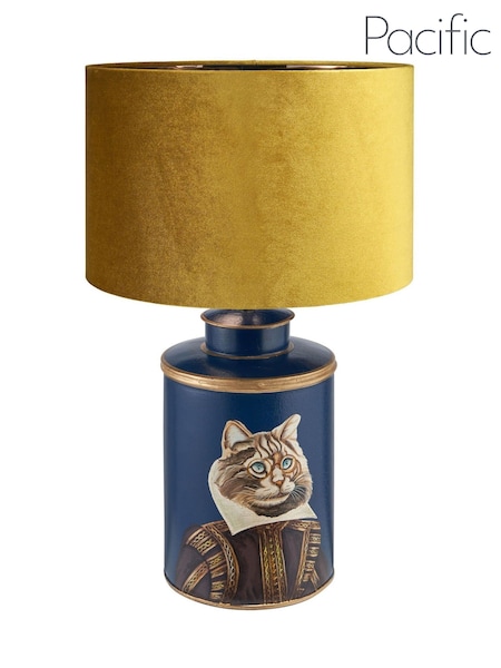 Pacific Lifestyle Blue Cat Hand Painted Metal Table Lamp (H45514) | £185