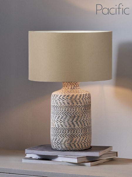 Pacific Lifestyle Natural Atouk Textured Stoneware Table Lamp (H45516) | £135