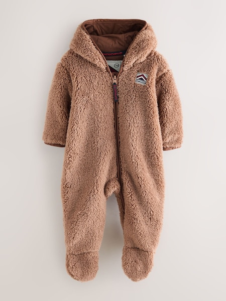 Superdry Brown Teddy Fleece Pramsuit (H45662) | £50