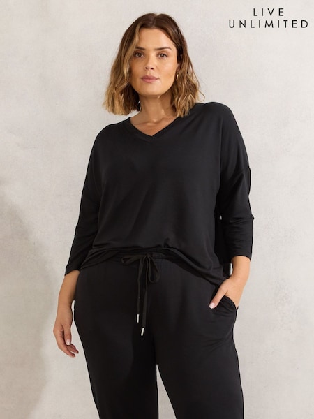 Live Unlimited Black Curve Lightweight Supersoft 3/4 Sleeve Top (H45678) | £49