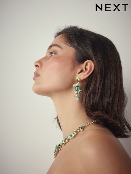Green Sparkle Drop Earrings (H45727) | £14