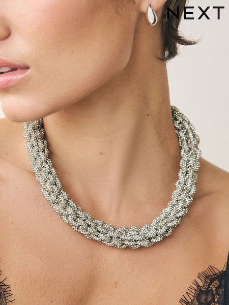 Silver Tone Sparkle Chunky Chain Necklace (H45740) | £30
