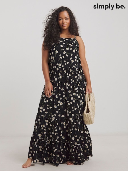 Simply Be Black Magisculpt Maxi Value Beach Dress (H45793) | £30