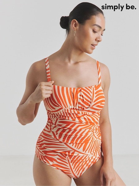 Simply Be Orange Magisculpt Bandeau Swimsuit (H45803) | £48