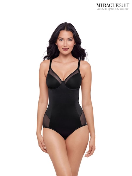 Miraclesuit Modern Extra Firm Control Thigh Slimming Black Bodysuit With Lycra Fit Sense Technology (H45845) | £90