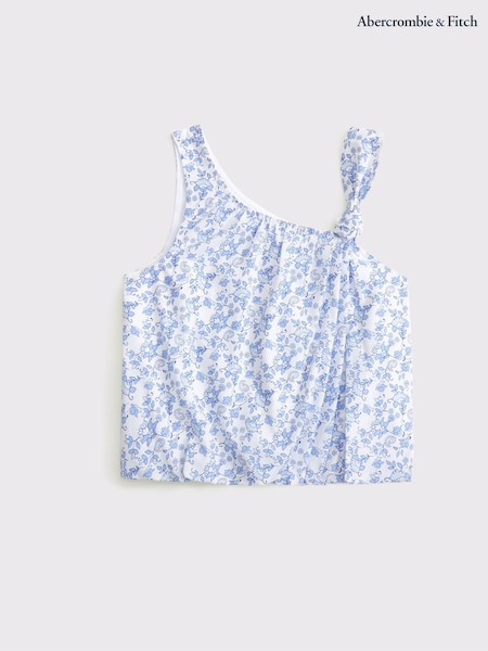 Abercrombie & Fitch Blue Poplin Asymmetrical Top (H45859) | £29
