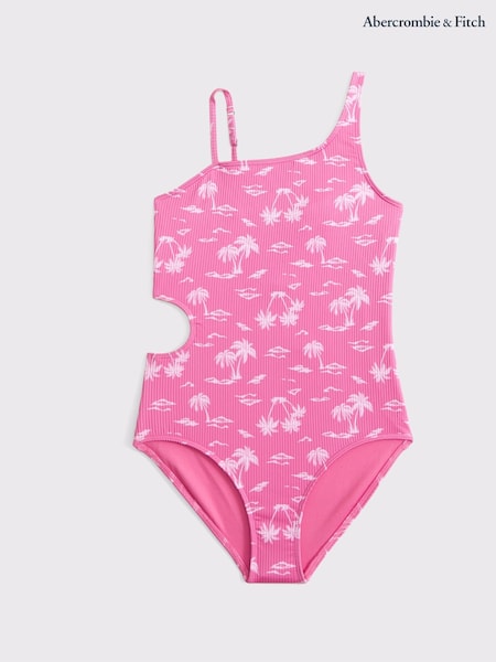 Abercrombie & Fitch Pink Asymmetric Cut Out Swimsuit (H45868) | £39