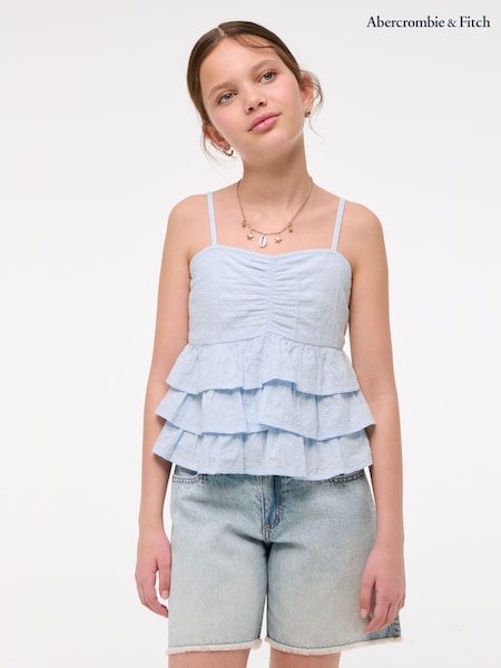 Abercrombie & Fitch Blue Eyelet Babydoll Top (H45874) | £29