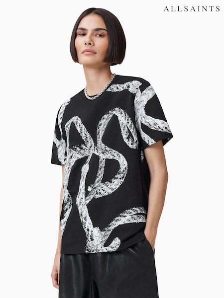 AllSaints Black Halyard 100% Organic Cotton T-Shirt (H45910) | £59