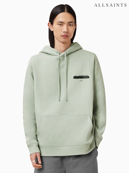 AllSaints Green Redact Over The Head Hoodie (H45911) | £149