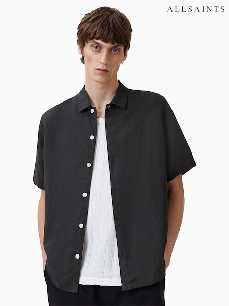 AllSaints Black Bandol Short Sleeve Shirt (H45922) | £0