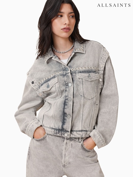 AllSaints Grey Chlo Studded Jacket (H45937) | £199