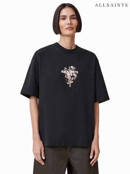 AllSaints Black Eternal Etta 100% Organic Cotton T-Shirt (H45952) | £59