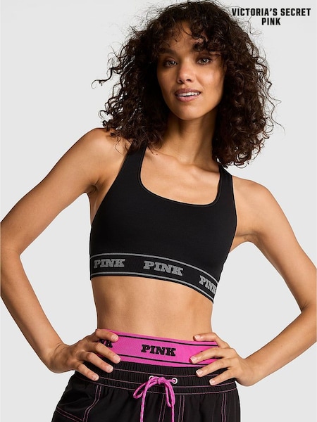 Victoria's Secret PINK Black Rose Print Reversible Sports Bra (H45967) | £25
