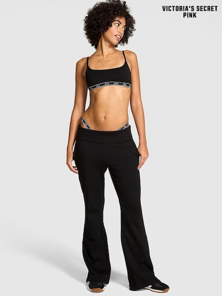 Victoria's Secret PINK Black Flared Fleece Fold Over Joggers (H45999) | £49