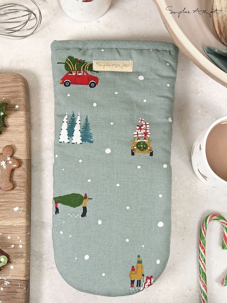 Sophie Allport Teal Blue Home for Christmas Oven Mitt (H46061) | £19