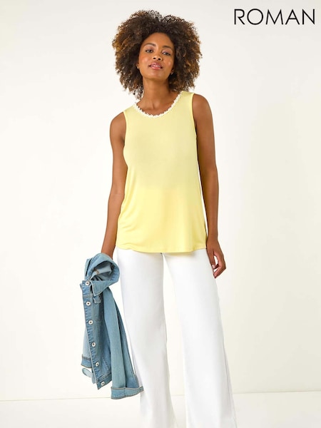 Roman Yellow Daisy Neck Trim Vest Top (H46088) | £32