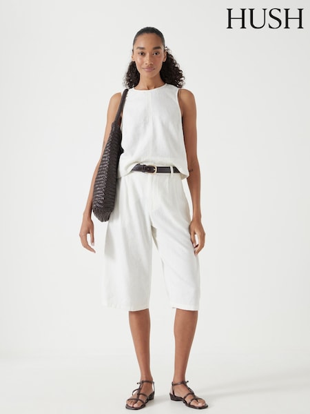 Hush White Linen Blend Lya Bermuda Shorts (H46165) | £75