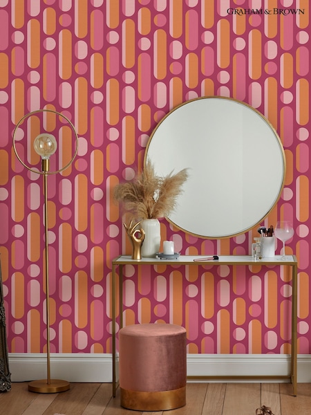 Graham & Brown Tangerine or Raspberry Envy Morse 10M Wallpaper (H46233) | £44
