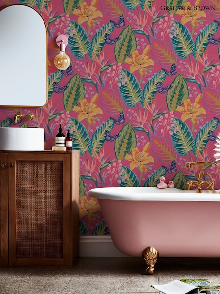 Graham & Brown Hot Pink Envy Eden 10M Wallpaper (H46237) | £46