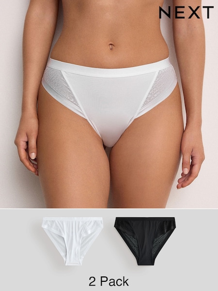 Black/White Smoothing Animal Mesh High Leg Knickers 2 Pack (H46254) | £20