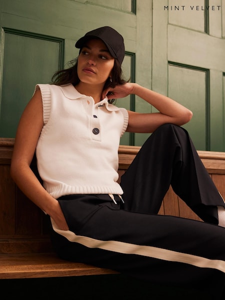 Mint Velvet White Cotton Knit Polo Shirt (H46285) | £79