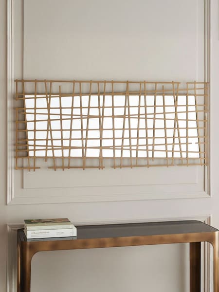 Libra Interiors Gold Lattice Wall Decor Mirror Brass Finish (H46311) | £500