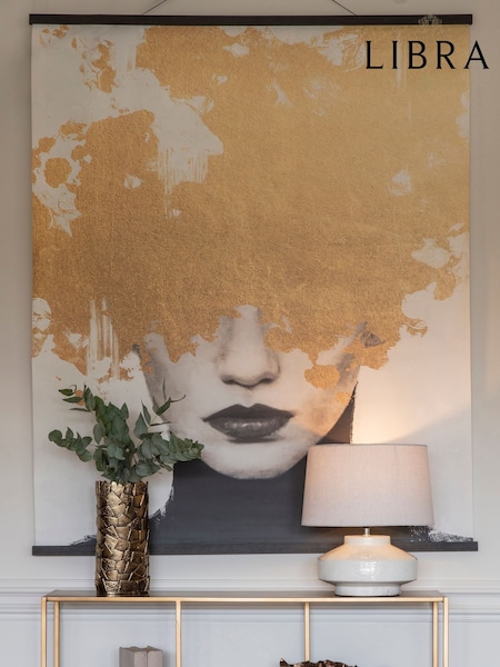 Libra Interiors Black White Gold Foil Medusa Wall Hanging 140x70cm (H46321) | £200
