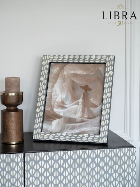Libra Interiors Grey White Burgess Inlay Photo Frame 11x14 (H46324) | £80