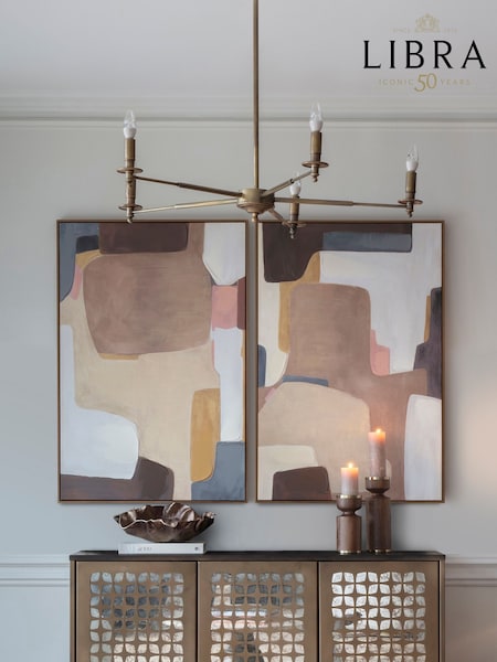 Libra Interiors Set of 2 Brown Ochre Natural Modern Abstract Wall Art (H46335) | £400