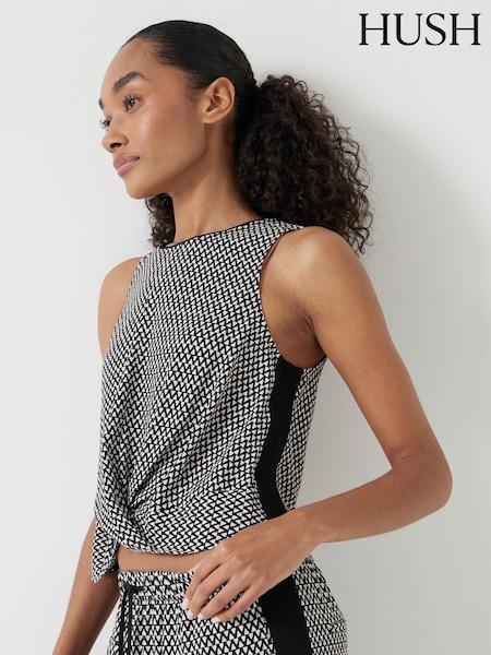 Hush Black Front Knot Crop Top (H46342) | £60