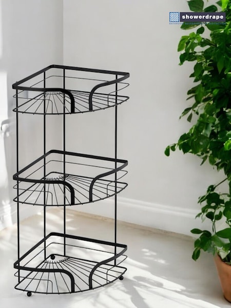 Showerdrape Black Dante Freestanding Corner Floor Caddy (H46344) | £27