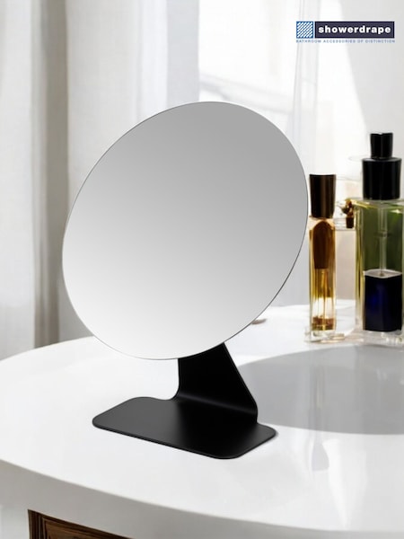 Showerdrape Black Corus Round Vanity Mirror (H46362) | £43