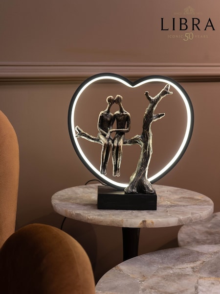 Libra Interiors Bronze Lovers on Branch Light Sculpture LED USB (H46383) | £135