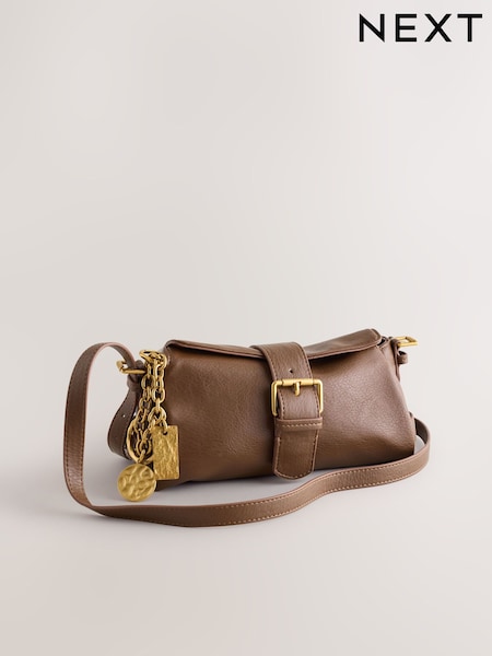 Black Faux Suede Mix Charm Cross-Body Bag (H46391) | £32