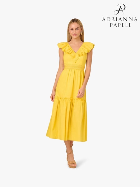 Adrianna By Adrianna Papell Yellow Ruffle Dress (H46510) | £149