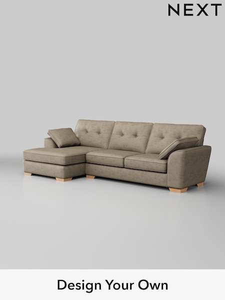 Monza Faux Leather Easy Clean/Mink Brown Stamford Buttoned Back (H46582) | £2,025