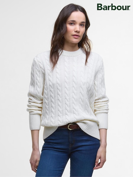 Barbour® White Belford Knitted Jumper (H46595) | £100