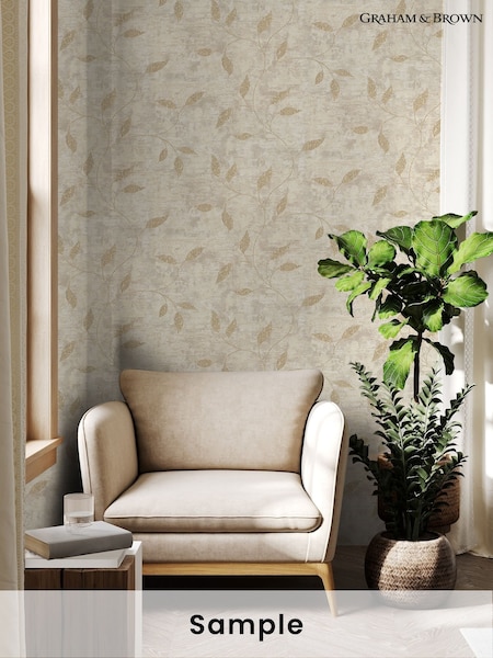 Graham & Brown Cream Boutique Ornamental Leaf Print A4 Wallpaper Sample (H46632) | £1