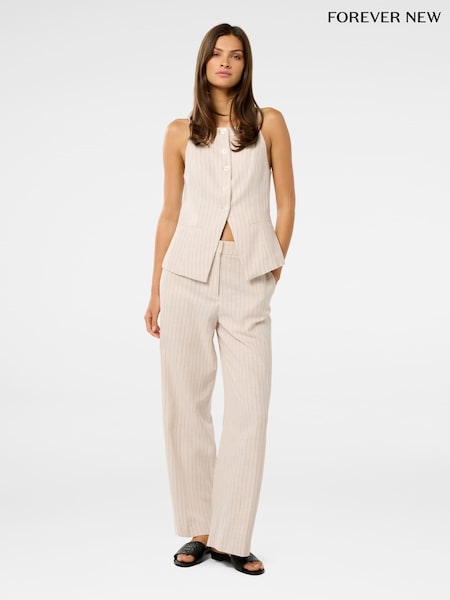 Forever New Natural Blake Pinstripe Wide Leg Trousers (H46667) | £60