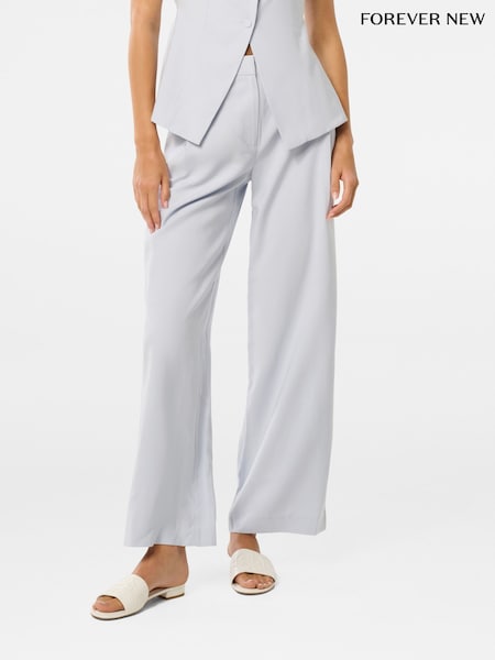 Forever New Blue Leilani Pleated Wide Leg Trousers (H46682) | £60