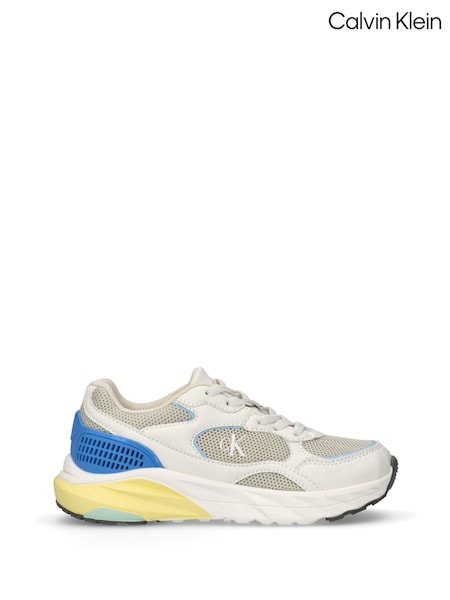 Calvin Klein White Kids Chunky Knit Trainers (H46685) | £73