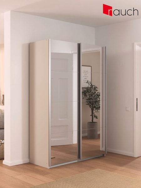 Rauch Champagne Cameron Mirror 1.3m Sliding Semi-Fitted Wardrobe (H46694) | £667